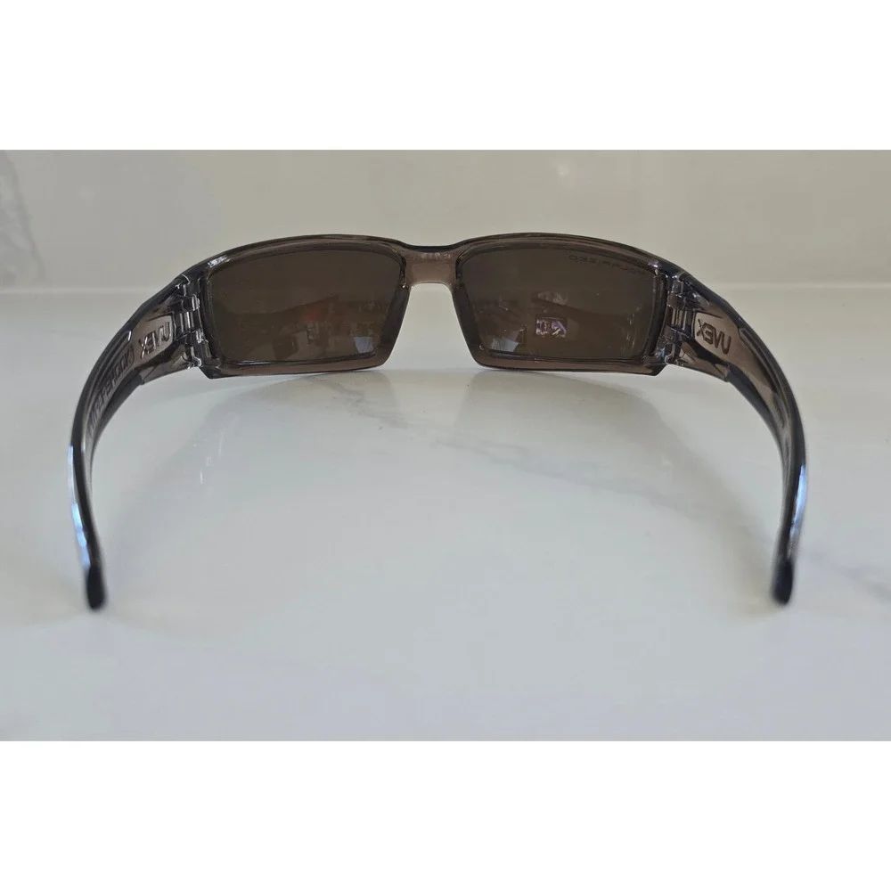 Uvex Hypershock Polarized Sunglasses Smoke Gray Wrap Around Sport Safety Glasses